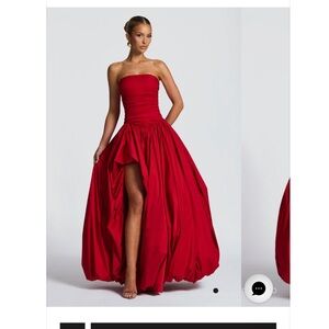 Elegant Strapless Red Evening Gown